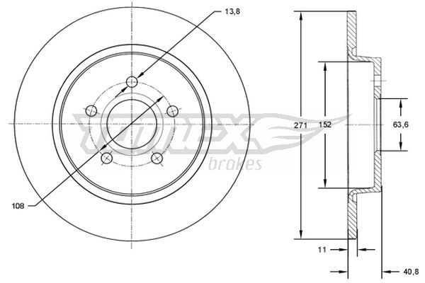 Bremsscheibe Hinterachse TOMEX Brakes TX 72-98 von TOMEX Brakes