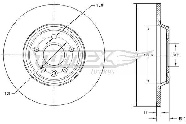 Bremsscheibe Hinterachse TOMEX Brakes TX 73-08 von TOMEX Brakes