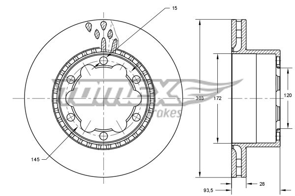 Bremsscheibe Hinterachse TOMEX Brakes TX 73-44 von TOMEX Brakes