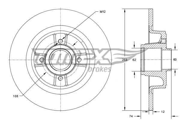 Bremsscheibe Hinterachse TOMEX Brakes TX 73-581 von TOMEX Brakes