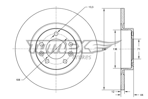 Bremsscheibe Hinterachse TOMEX Brakes TX 73-68 von TOMEX Brakes