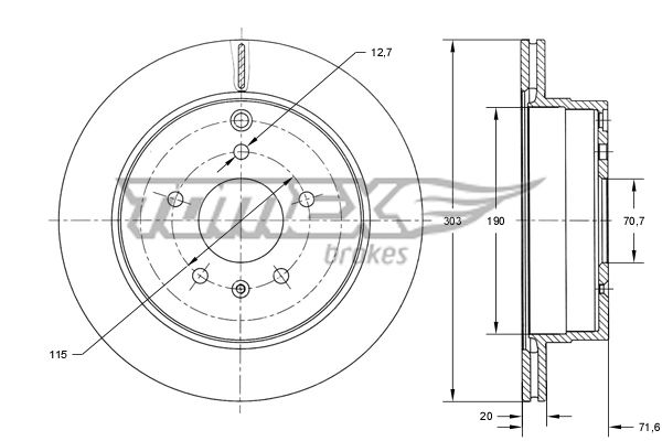 Bremsscheibe Hinterachse TOMEX Brakes TX 73-71 von TOMEX Brakes