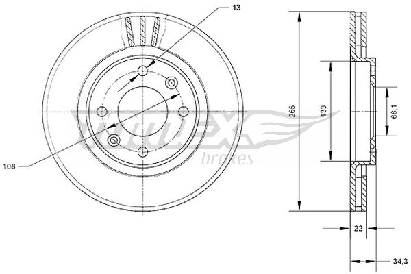 Bremsscheibe Vorderachse TOMEX Brakes TX 70-05 von TOMEX Brakes