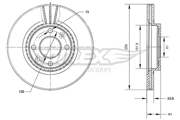 Bremsscheibe Vorderachse TOMEX Brakes TX 70-10 von TOMEX Brakes