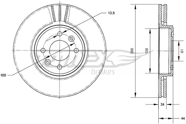 Bremsscheibe Vorderachse TOMEX Brakes TX 70-22 von TOMEX Brakes