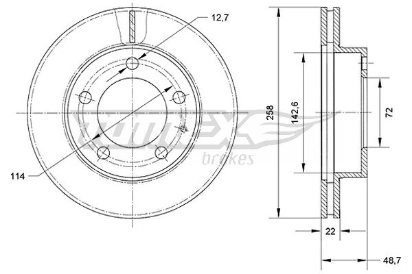 Bremsscheibe Vorderachse TOMEX Brakes TX 70-70 von TOMEX Brakes