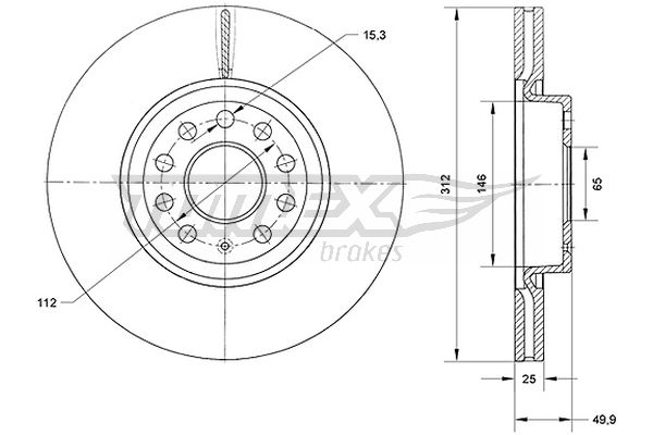 Bremsscheibe Vorderachse TOMEX Brakes TX 71-12 von TOMEX Brakes