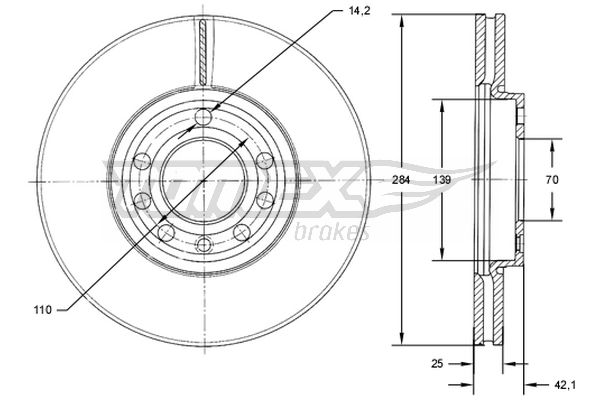 Bremsscheibe Vorderachse TOMEX Brakes TX 71-30 von TOMEX Brakes