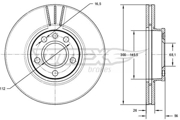 Bremsscheibe Vorderachse TOMEX Brakes TX 71-33 von TOMEX Brakes