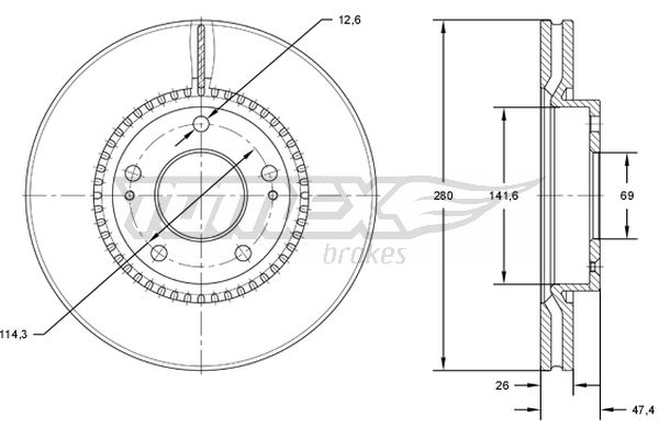 Bremsscheibe Vorderachse TOMEX Brakes TX 71-35 von TOMEX Brakes