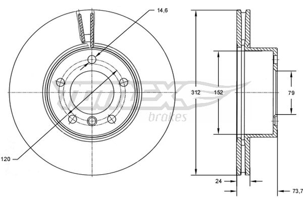 Bremsscheibe Vorderachse TOMEX Brakes TX 72-78 von TOMEX Brakes