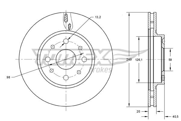 Bremsscheibe Vorderachse TOMEX Brakes TX 73-73 von TOMEX Brakes