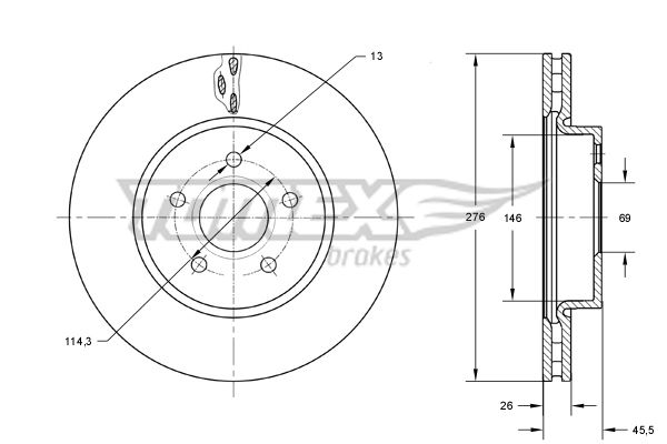 Bremsscheibe Vorderachse TOMEX Brakes TX 73-85 von TOMEX Brakes