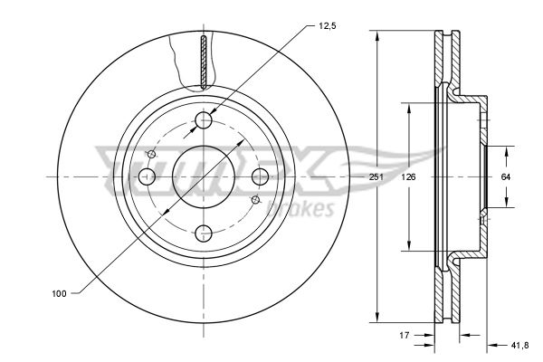 Bremsscheibe Vorderachse TOMEX Brakes TX 73-87 von TOMEX Brakes