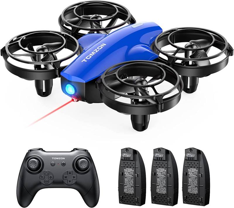 TOMZON Mini Drohne für Kinder Anfänger, Flugzeug ferngesteuert mit Kampfmodus, RC Quadrocopter 24min Lange Flugzeit, 360° Propellerschutz, Spielzeug Werfen Go/3D Flip/Kreisflug, Mini Drone, Blau von TOMZON