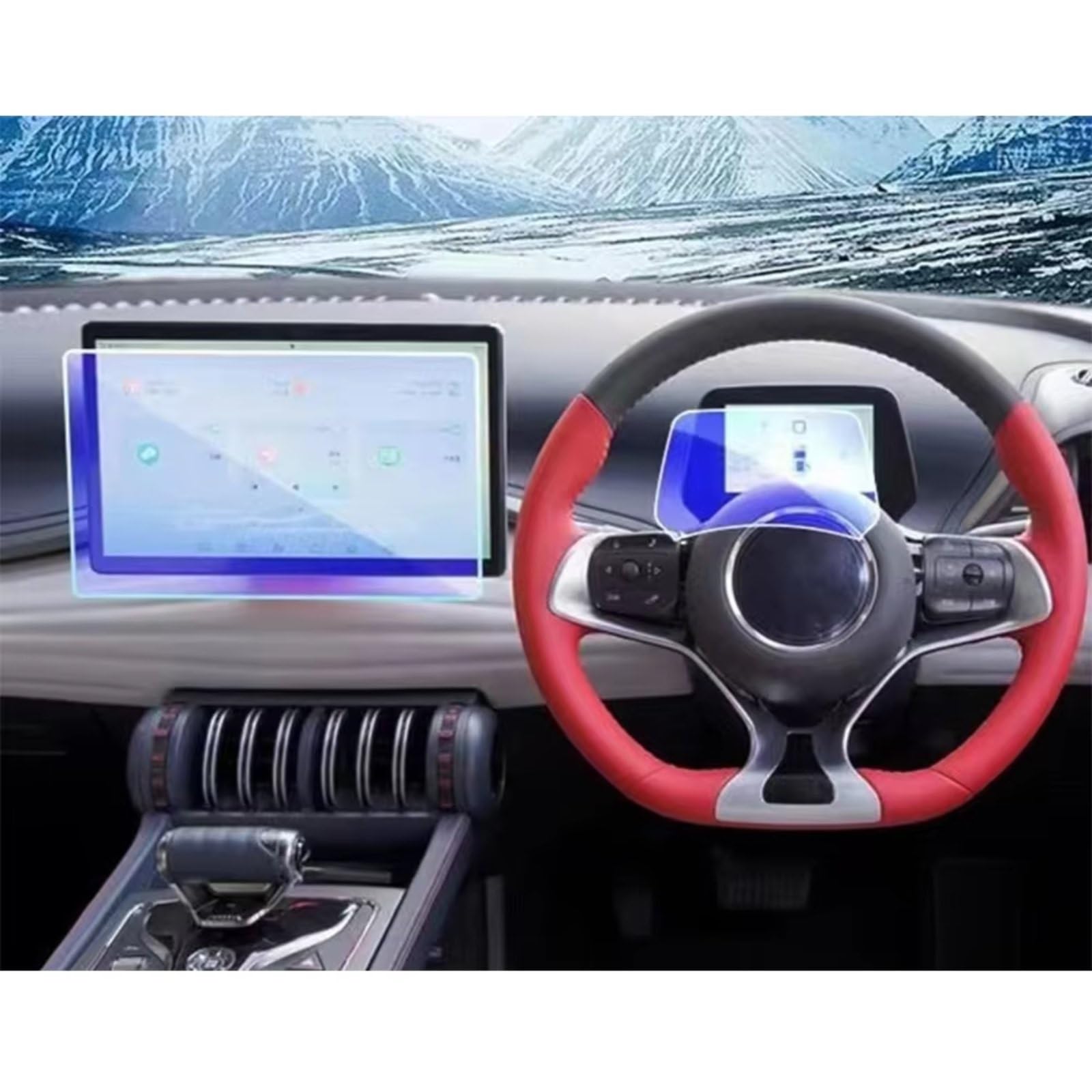 TONMHXA Kompatibel Mit BYD Für Atto 3 Yuan Plus 2022 2023, Auto-Navigations-Center-Display Und Armaturenbrett, Kratzfeste Displayschutzfolie Aus Gehärtetem Glas Auto Navi Folie(12.8Inch 1 Set Glass) von TONMHXA