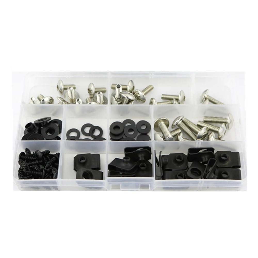 TONMHXA Kompatibel Mit GROM Für MSX125 2013 2014 2015 2016 Motorrad, Komplettes Verkleidungsschrauben-Set, Stahlschrauben, Clips, Befestigungselement Schrauben Kit Motorrad(Silver) von TONMHXA