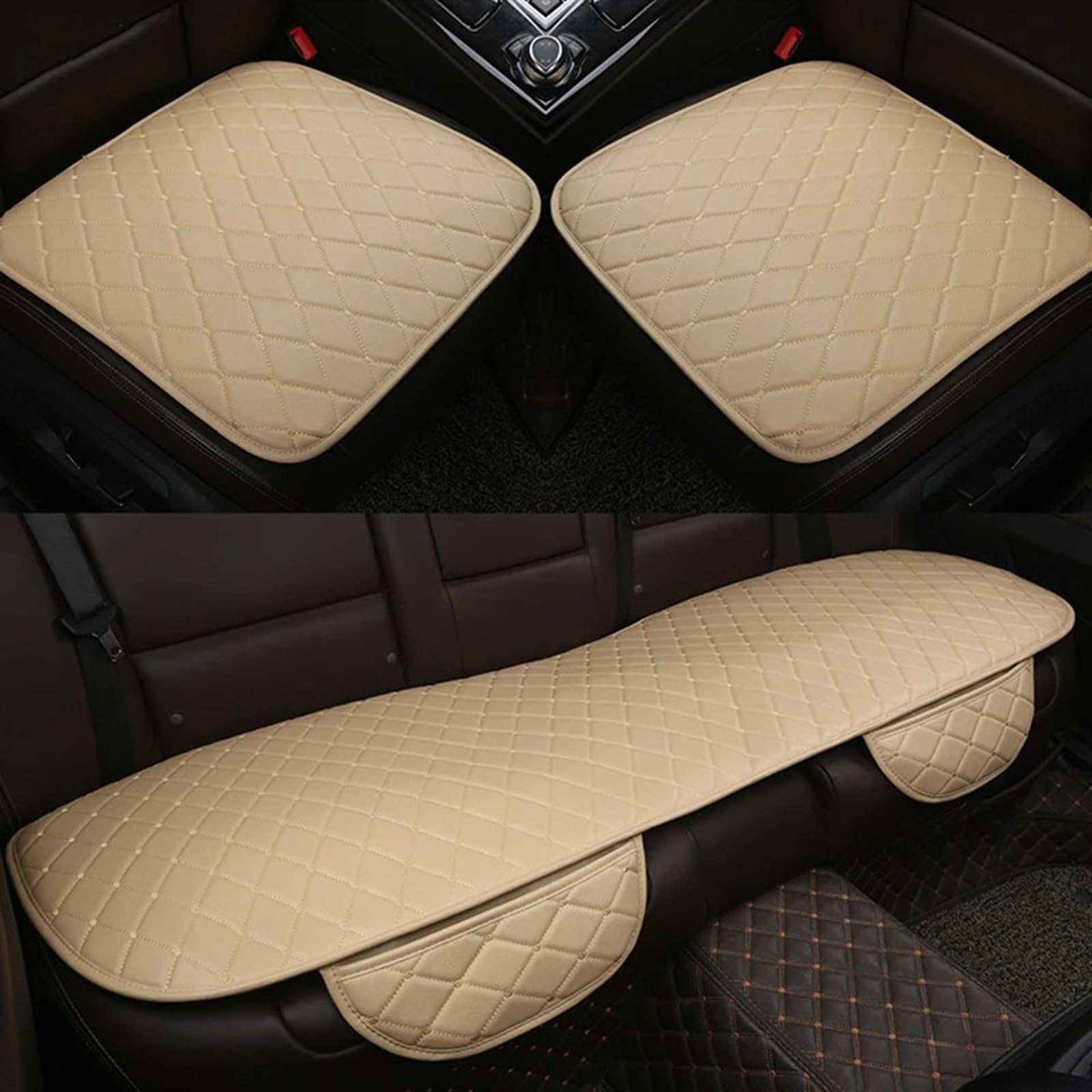 TONMHXA Sitzbezüge Auto Kompatibel Mit MG Car Accessories Auto Goods Autositzbezüge Autokissenschutzmatte Autozubehör Autositzschutzpolster(Beige,Full Set) von TONMHXA