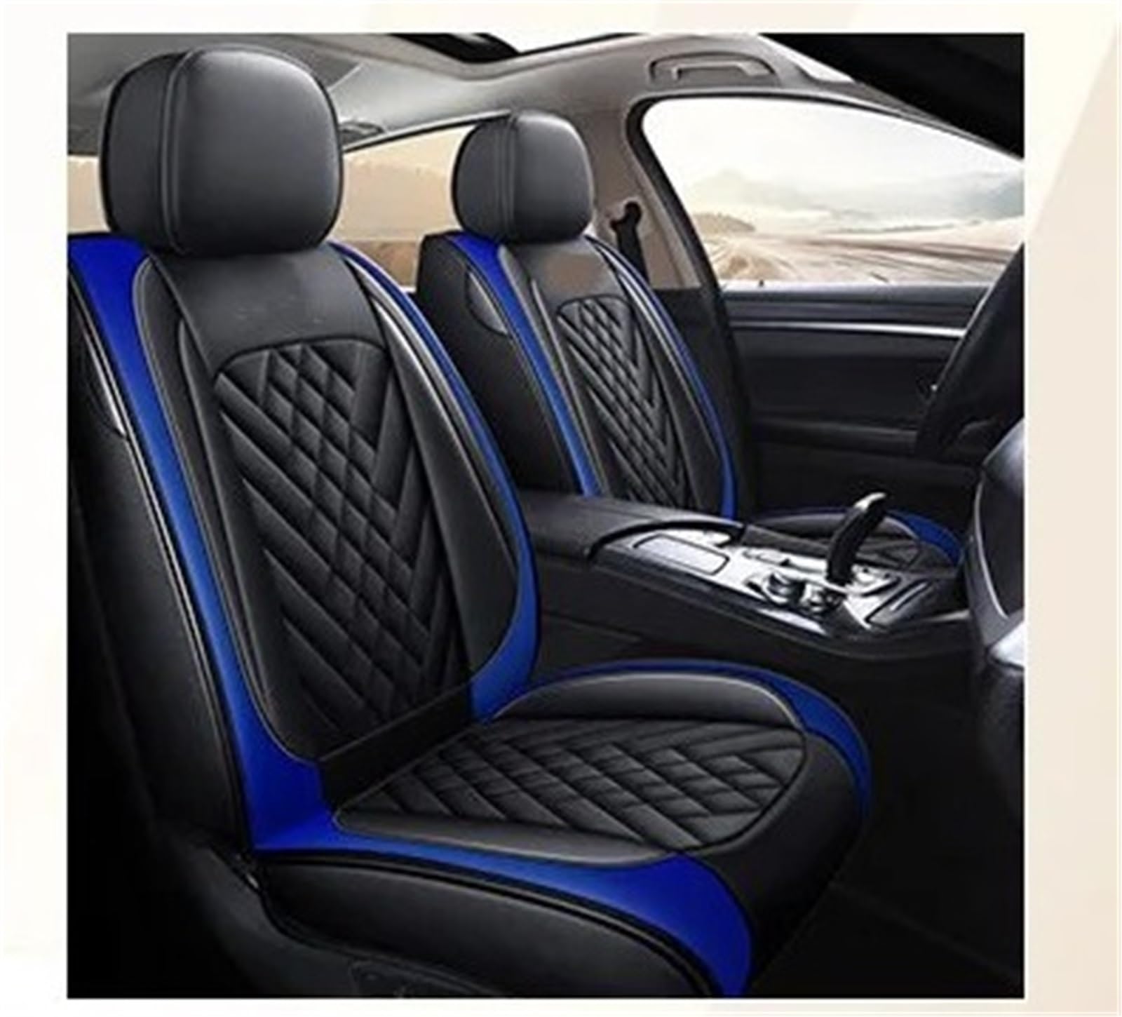 TONMHXA Sitzbezüge Auto Universal Abdeckung Vorne Hinten Sitz Schutz Matte Pad Atmungsaktive Auto Zubehör Auto Vollen Satz Sitz Schutz Kissen Pad(Blue) von TONMHXA