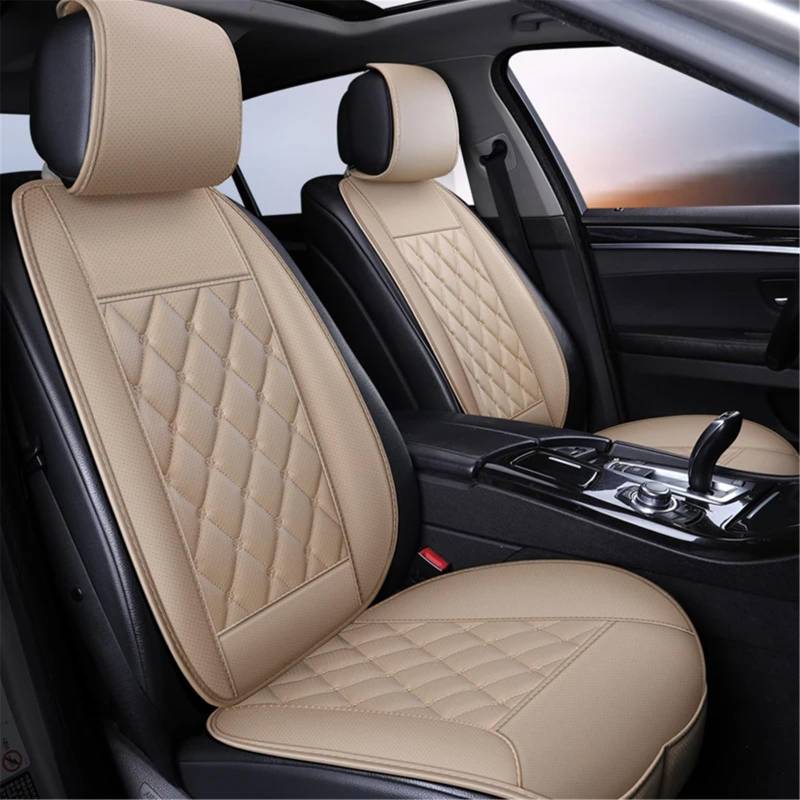 TONMHXA Sitzbezüge Auto Universal Auto Sitz Abdeckung Auto Seat Protector Kissen Matte Wasserdicht Atmungsaktiv Auto Front Abdeckung Auto Zubehör Auto Sitz Schutz Pads(Beige,C) von TONMHXA