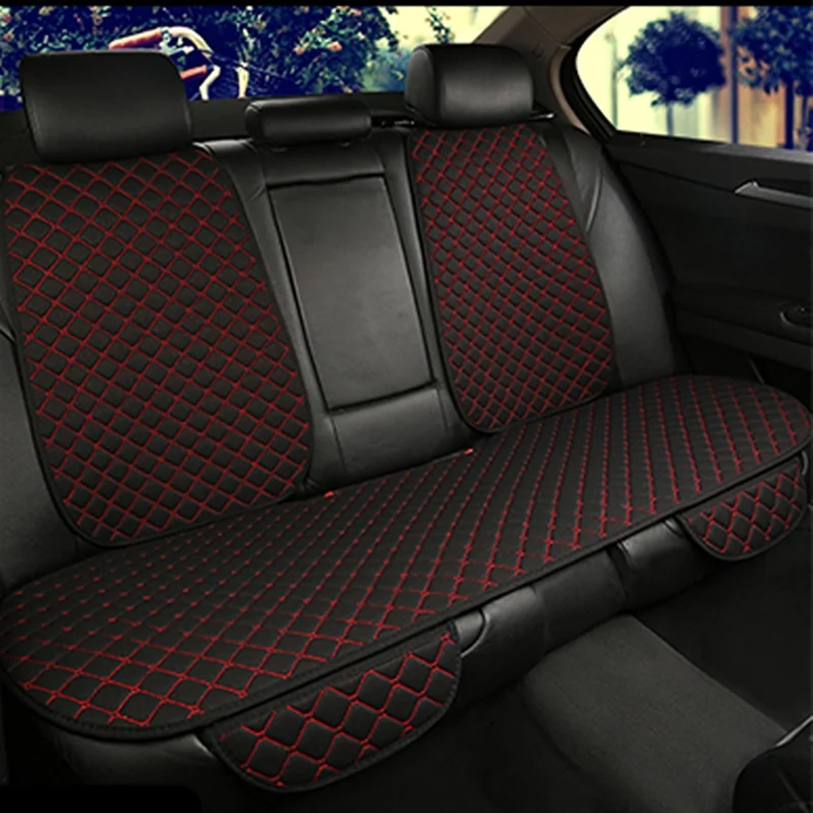 TONMHXA Sitzbezüge Auto Universal Auto Sitz Abdeckung Autos Sitzkissen Atmungsaktive Stuhl Protector Pad Matte Automobil Innen Auto Sitz Schutz Pads(Red,Rear) von TONMHXA