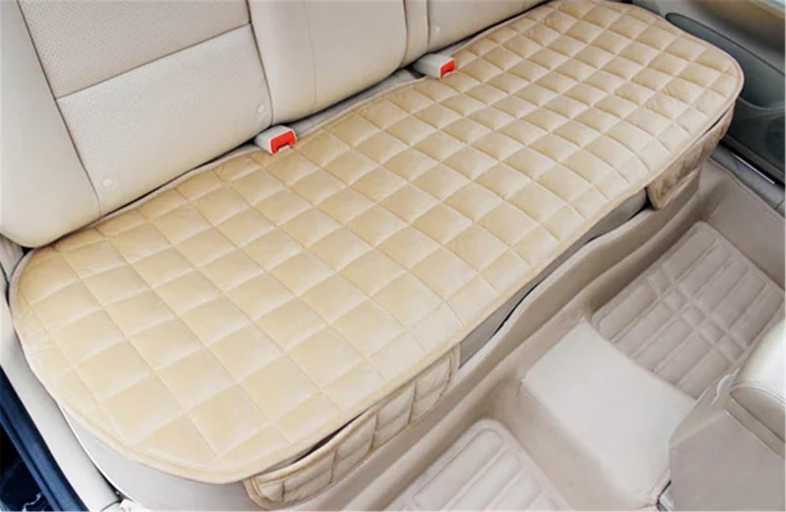 TONMHXA Sitzbezüge Auto Universal Auto Sitz Abdeckung Beflockung Tuch Auto Sitzkissen Zubehör Automobil Innen Auto Sitz Schutz Pads(Beige,Rear) von TONMHXA