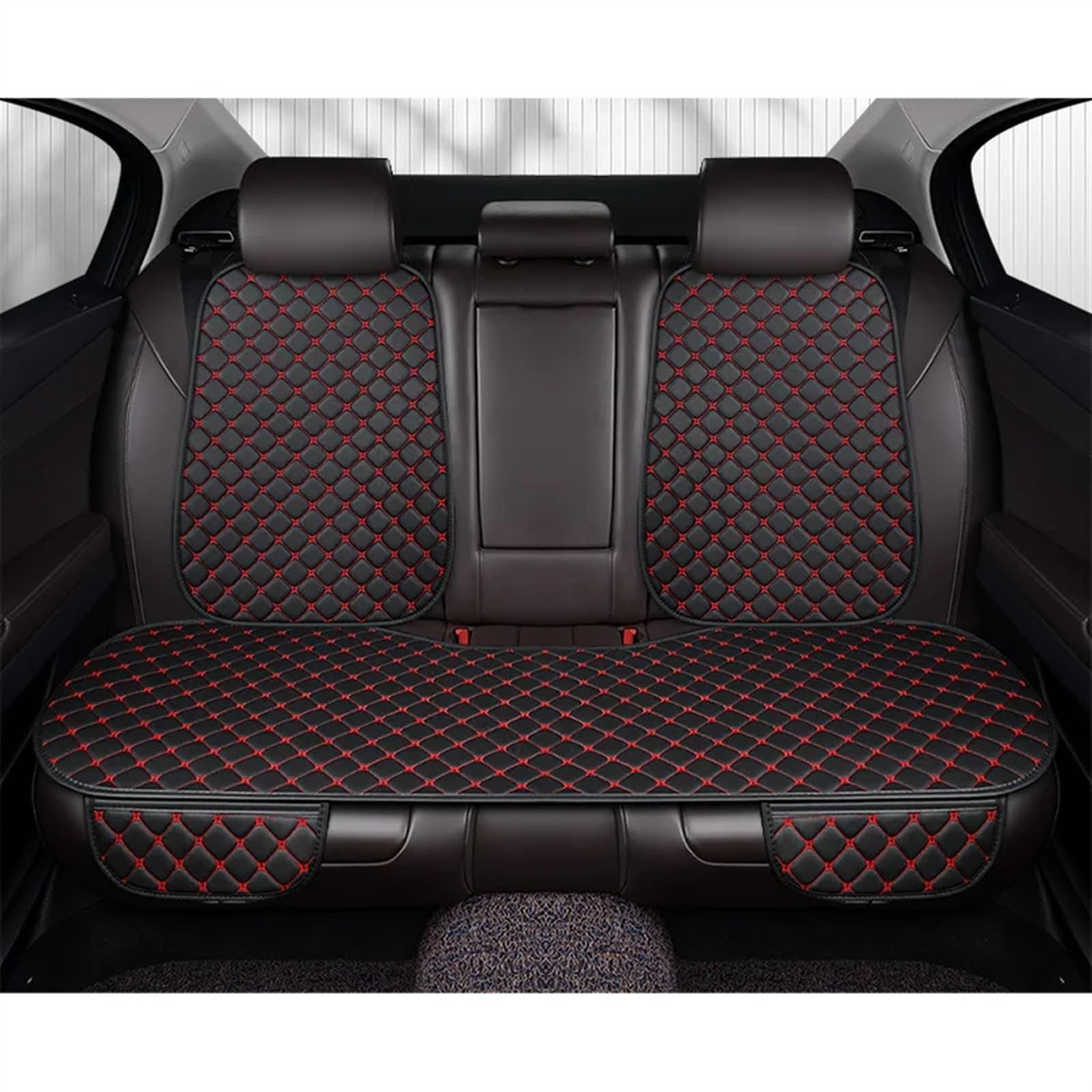 TONMHXA Sitzbezüge Auto Universal Auto Sitz Pad Auto Auto Seat Protector Auto Vorne/hinten Sitz Abdeckung Auto Sitz Schutz Pads Automobil Innen Zubehör(Red,Rear seat pad) von TONMHXA