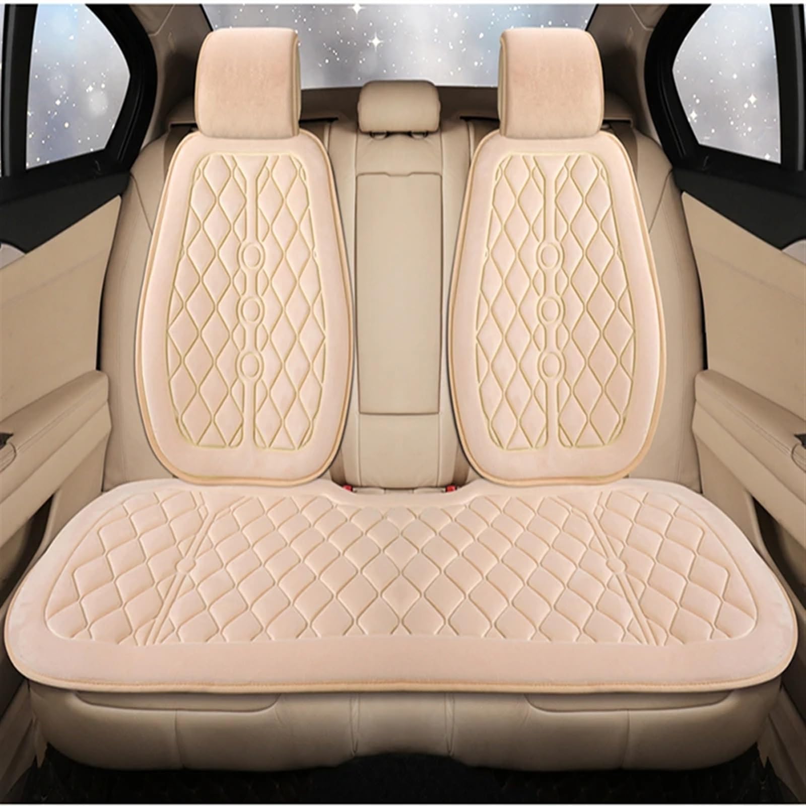 TONMHXA Sitzbezüge Auto Universal Auto Sitzkissen Auto Vorne/hinten Sitz Abdeckung Automobil Innen Auto Sitz Schutz Pads Automobil Innen(Beige,D) von TONMHXA