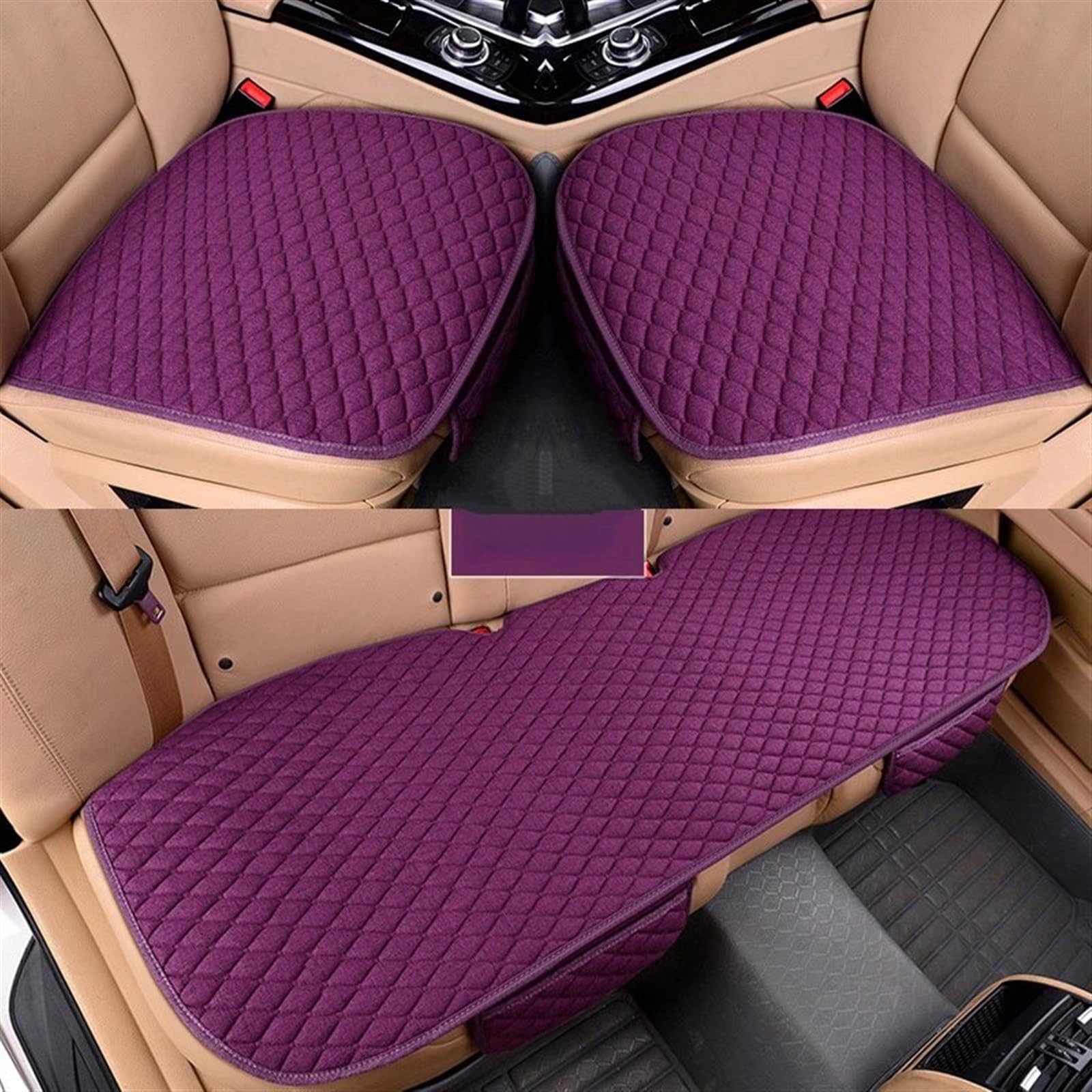 TONMHXA Sitzbezüge Auto Universal Autositzbezug Für Four Seasons Vorne Hinten Kissen Atmungsaktive Schutzmatte Pad Autozubehör Kissen Sitzbezug Autozubehör(Purple,Full Set) von TONMHXA