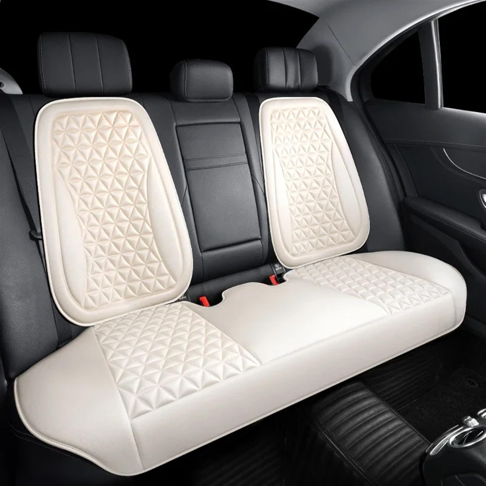 TONMHXA Sitzbezüge Auto Universelle Autositzbezüge, Weiches, Atmungsaktives Sitzkissen, Autositzkissen, Innendekoration, Auto-Vorder-/Rücksitzbezug, Autozubehör(White,1pc Rear seat pad) von TONMHXA