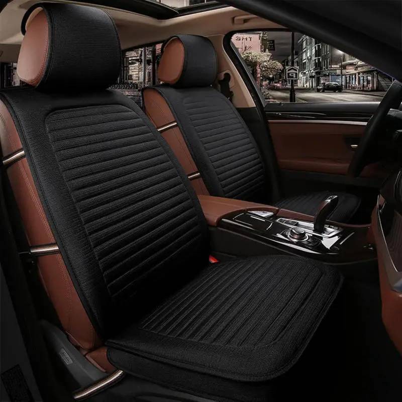 TONMHXA Sitzbezüge Auto Universelles All-Inclusive-Autokissen The Four Seasons Mit Komfort Und Atmungsaktivität Rund Um Den Seat C. Auto-Komplettset Mit Sitzschutzkissen(Black) von TONMHXA