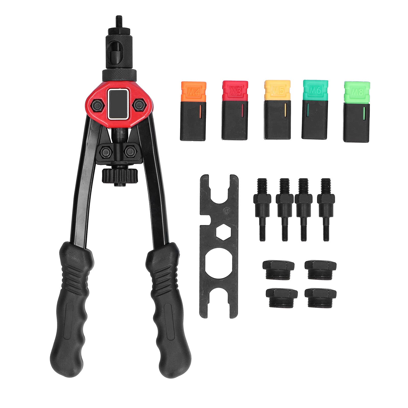 TOOLSGO Nietmutternpistole Edelstahl-Handnietwerkzeug mit Spitze M3 M4 M5 M6 M8 Mutternsatz BT-606 für die Befestigung von Metallblechen und Rohren von TOOLSGO