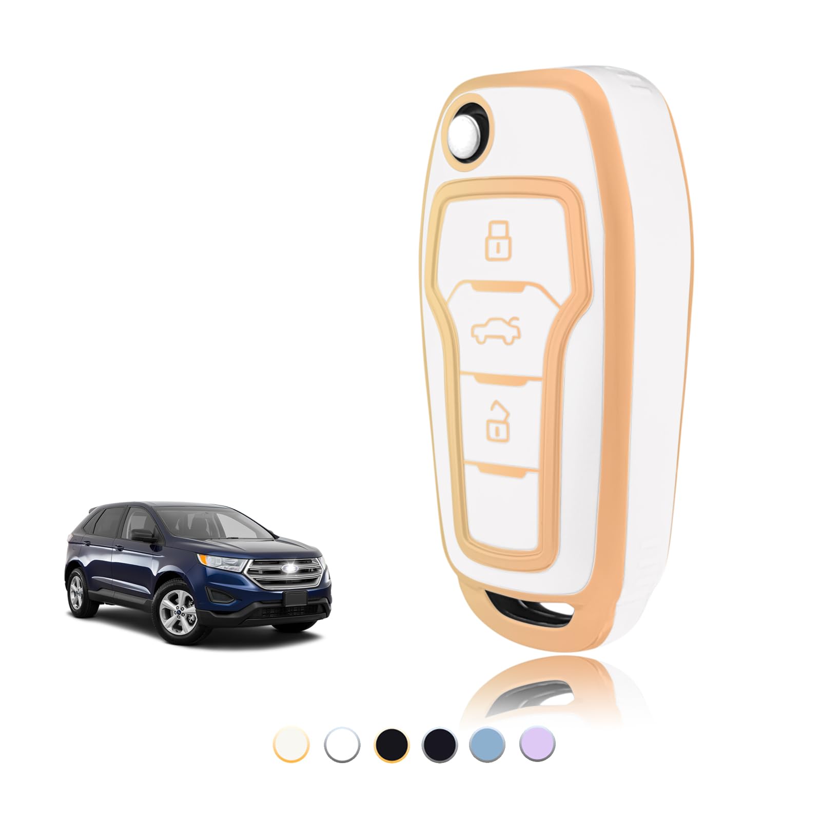 TOOMUME Schlüsselhülle TPU, Autoschlüssel Hülle Passt für Ford Edge Explorer Escort Ecosport Everest Escape Fiesta Focus Fusion Nissan Toyota, Schlüsselcover Schutz Schlüsselgehäuse - Flip Key von TOOMUME