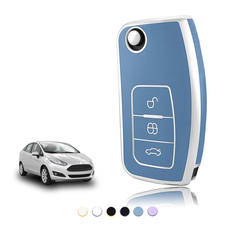 TOOMUME Schlüsselhülle TPU, Autoschlüssel Hülle Passt für Ford Fiesta Focus Mondeo Tourneo Ecosport Galaxy Kuga Falcon Fusion Escort Ka B-Max, Schlüsselcover Schutz Schlüsselgehäuse - Flip Key von TOOMUME