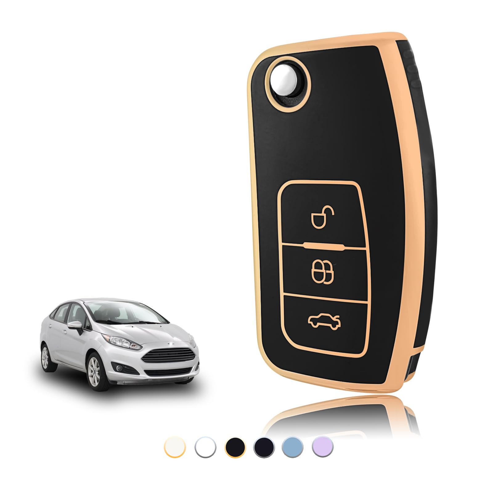 TOOMUME Schlüsselhülle TPU, Autoschlüssel Hülle Passt für Ford Fiesta Focus Mondeo Tourneo Ecosport Galaxy Kuga Falcon Fusion Escort Ka B-Max, Schlüsselcover Schutz Schlüsselgehäuse - Flip Key von TOOMUME