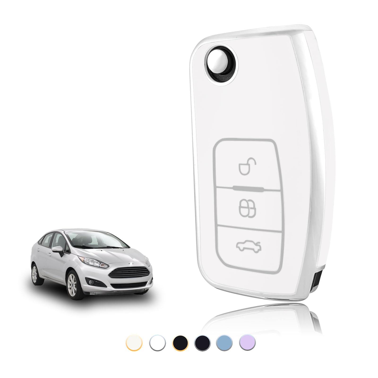 TOOMUME Schlüsselhülle TPU, Autoschlüssel Hülle Passt für Ford Fiesta Focus Mondeo Tourneo Ecosport Galaxy Kuga Falcon Fusion Escort Ka B-Max, Schlüsselcover Schutz Schlüsselgehäuse - Flip Key von TOOMUME