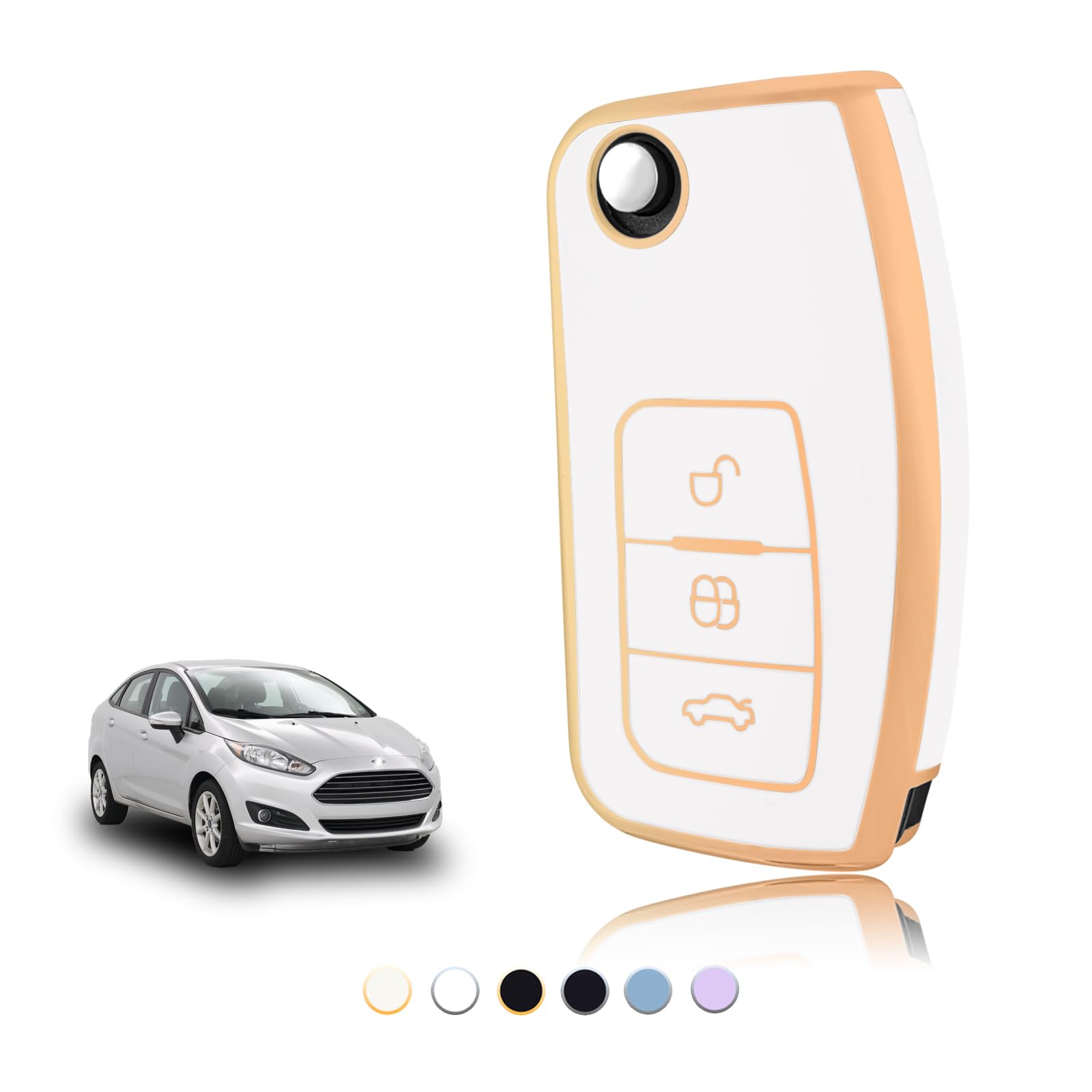 TOOMUME Schlüsselhülle TPU, Autoschlüssel Hülle Passt für Ford Fiesta Focus Mondeo Tourneo Ecosport Galaxy Kuga Falcon Fusion Escort Ka B-Max, Schlüsselcover Schutz Schlüsselgehäuse - Flip Key von TOOMUME