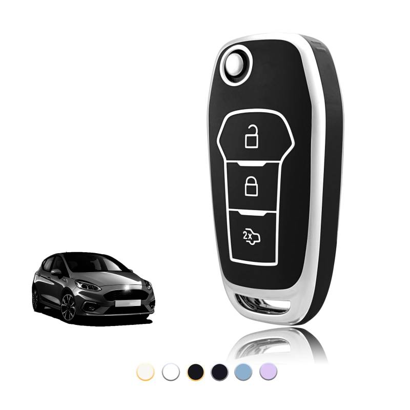 TOOMUME Schlüsselhülle TPU, Autoschlüssel Hülle Passt für Ford Fiesta Focus Puma Mondeo Ecosport Explorer Kuga Ka Tourneo Connect Ranger F150, Schlüsselcover Schutz Schlüsselgehäuse - Flip Key von TOOMUME