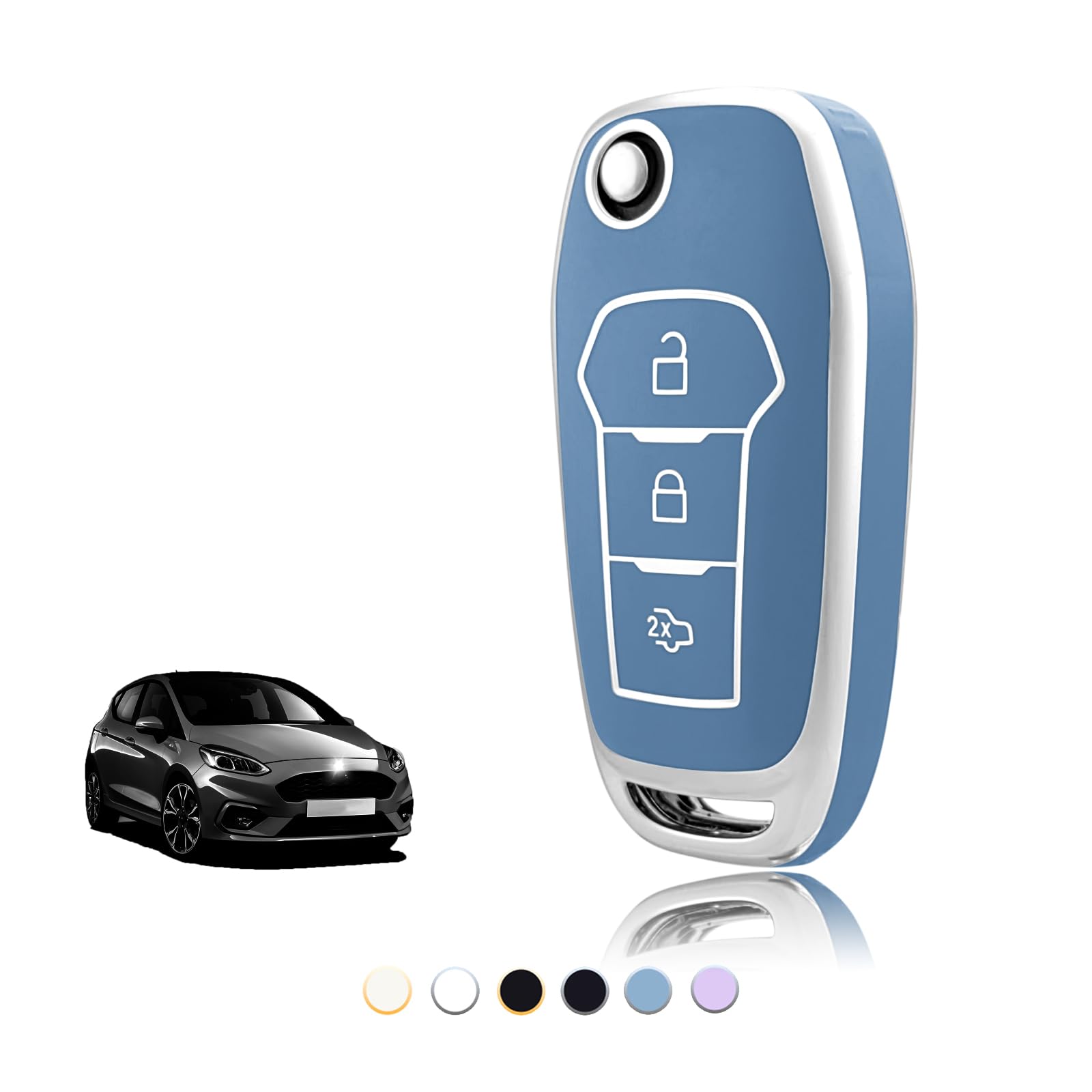 TOOMUME Schlüsselhülle TPU, Autoschlüssel Hülle Passt für Ford Fiesta Focus Puma Mondeo Ecosport Explorer Kuga Ka Tourneo Connect Ranger F150, Schlüsselcover Schutz Schlüsselgehäuse - Flip Key von TOOMUME