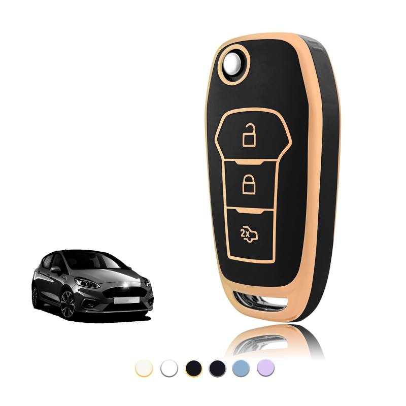 TOOMUME Schlüsselhülle TPU, Autoschlüssel Hülle Passt für Ford Fiesta Focus Puma Mondeo Ecosport Explorer Kuga Ka Tourneo Connect Ranger F150, Schlüsselcover Schutz Schlüsselgehäuse - Flip Key von TOOMUME