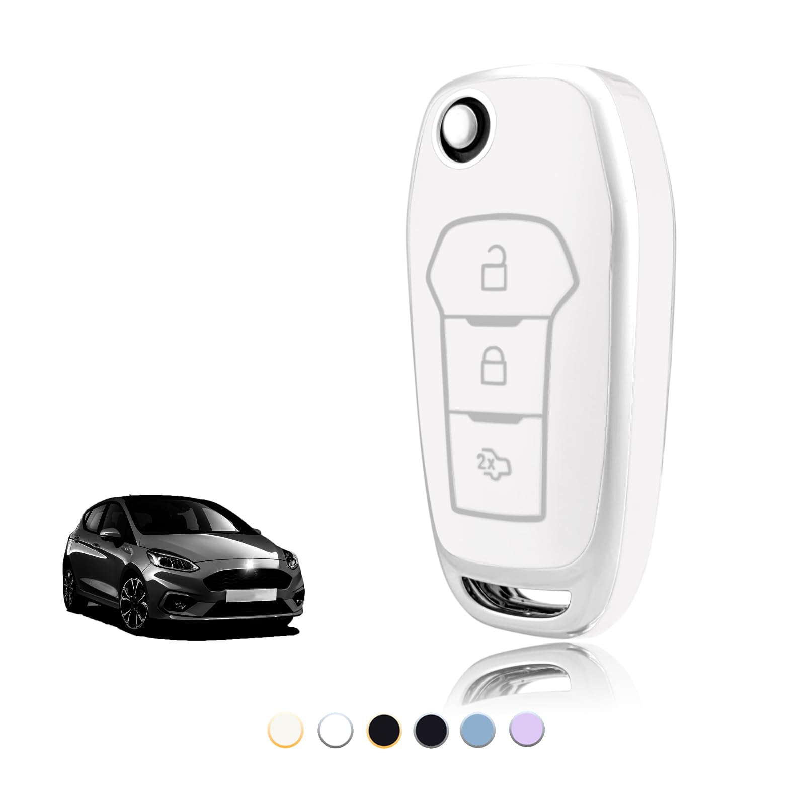 TOOMUME Schlüsselhülle TPU, Autoschlüssel Hülle Passt für Ford Fiesta Focus Puma Mondeo Ecosport Explorer Kuga Ka Tourneo Connect Ranger F150, Schlüsselcover Schutz Schlüsselgehäuse - Flip Key von TOOMUME