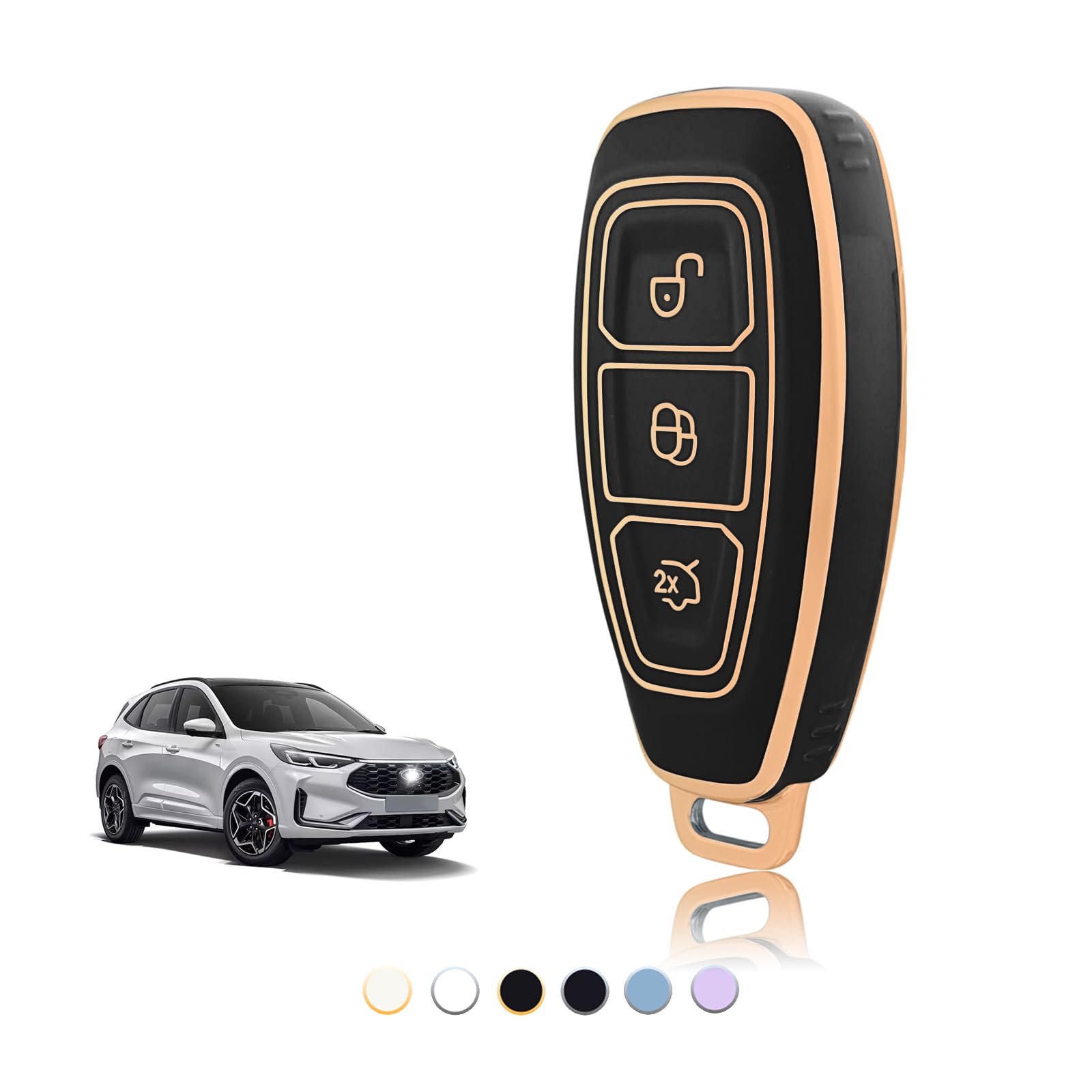 TOOMUME Schlüsselhülle TPU, Autoschlüssel Hülle Passt für Ford Kuga Puma Fiesta Focus Ecosport Mondeo Galaxy Edge Grand C-Max B-Max Mk2 Mk3 Mk4, Schlüsselcover Schutz Schlüsselgehäuse - Smart Key von TOOMUME