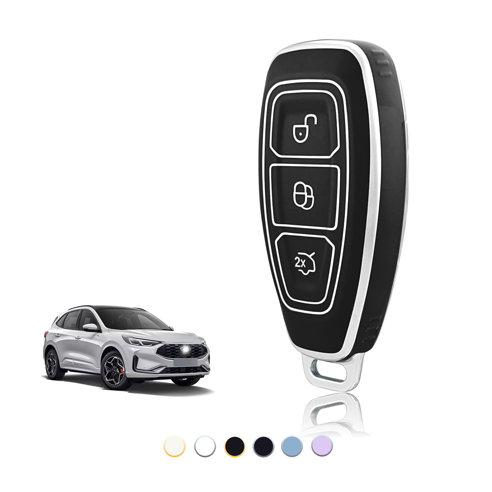 TOOMUME Schlüsselhülle TPU, Autoschlüssel Hülle Passt für Ford Kuga Puma Fiesta Focus Ecosport Mondeo Galaxy Edge Grand C-Max B-Max Mk2 Mk3 Mk4, Schlüsselcover Schutz Schlüsselgehäuse - Smart Key von TOOMUME