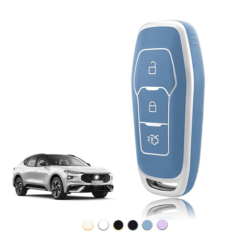 TOOMUME Schlüsselhülle TPU, Autoschlüssel Hülle Passt für Ford Mondeo Fiesta Focus Kuga Ka Mustang Galaxy Explorer Fusion Edge Ecosport S-Max, Schlüsselcover Schutz Schlüsselgehäuse - Smart Key von TOOMUME