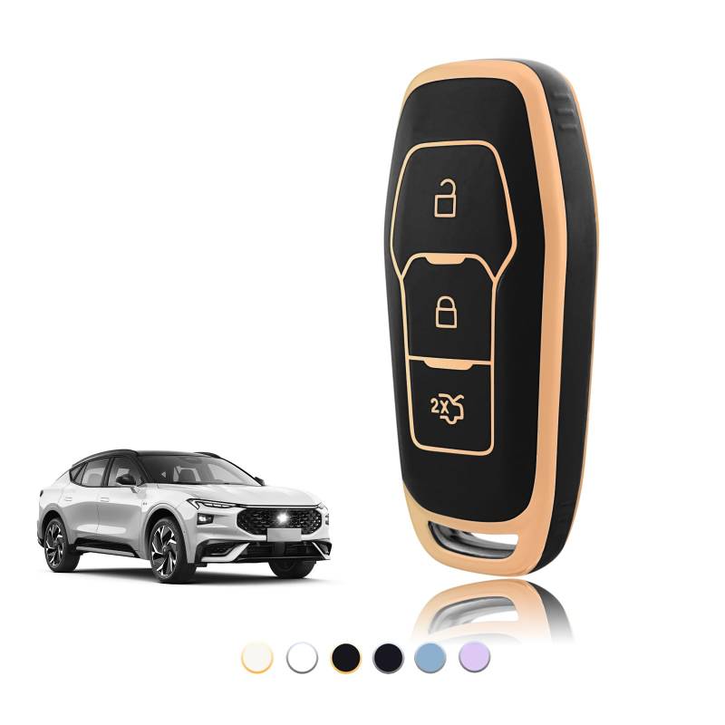 TOOMUME Schlüsselhülle TPU, Autoschlüssel Hülle Passt für Ford Mondeo Fiesta Focus Kuga Ka Mustang Galaxy Explorer Fusion Edge Ecosport S-Max, Schlüsselcover Schutz Schlüsselgehäuse - Smart Key von TOOMUME