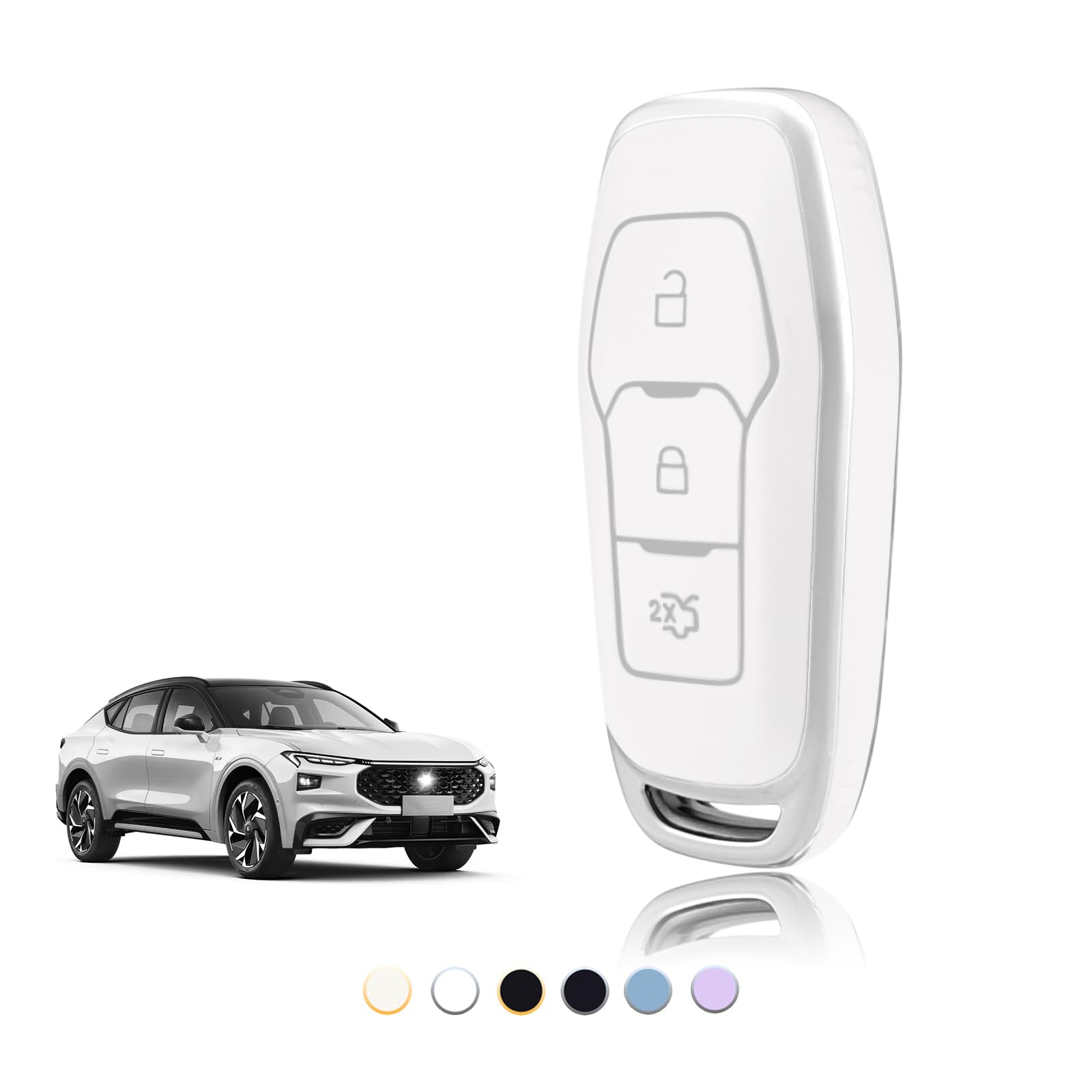 TOOMUME Schlüsselhülle TPU, Autoschlüssel Hülle Passt für Ford Mondeo Fiesta Focus Kuga Ka Mustang Galaxy Explorer Fusion Edge Ecosport S-Max, Schlüsselcover Schutz Schlüsselgehäuse - Smart Key von TOOMUME