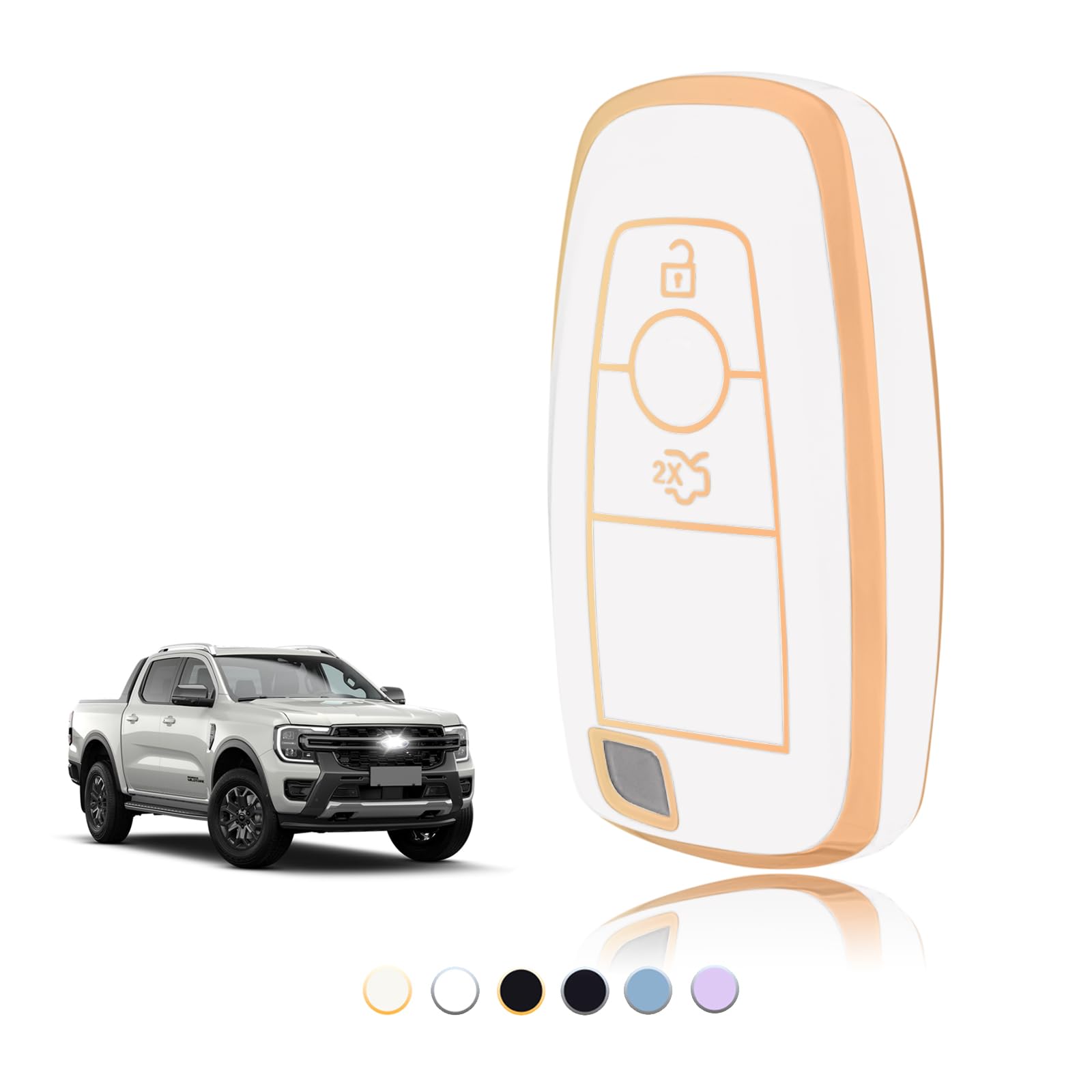 TOOMUME Schlüsselhülle TPU, Autoschlüssel Hülle Passt für Ford Ranger Raptor Mondeo Mustang Edge Ecosport Custom Kuga Fiesta Focus S-Max Lincoln, Schlüsselcover Schutz Schlüsselgehäuse - Smart Key von TOOMUME