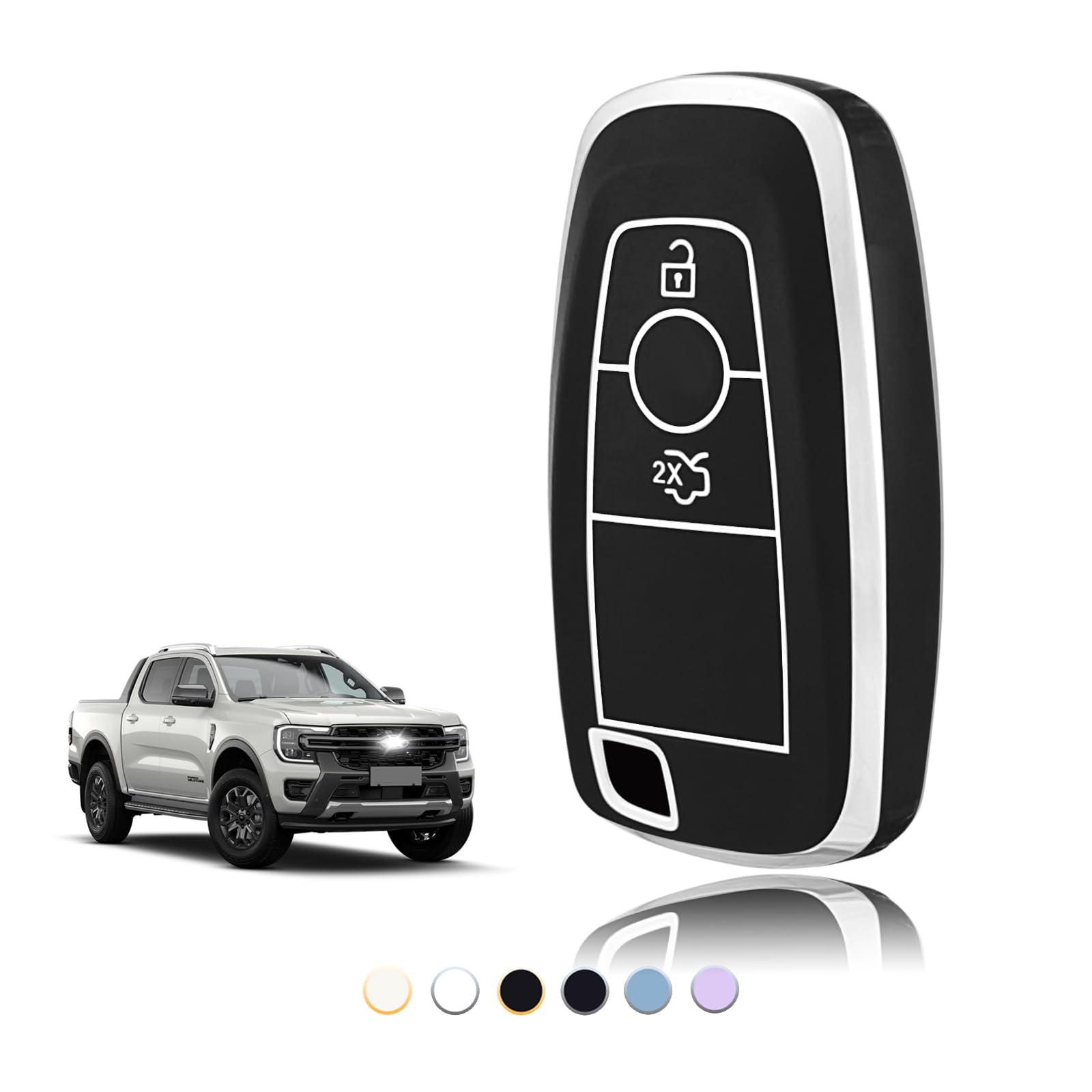 TOOMUME Schlüsselhülle TPU, Autoschlüssel Hülle Passt für Ford Ranger Raptor Mondeo Mustang Edge Ecosport Custom Kuga Fiesta Focus S-Max Lincoln, Schlüsselcover Schutz Schlüsselgehäuse - Smart Key von TOOMUME