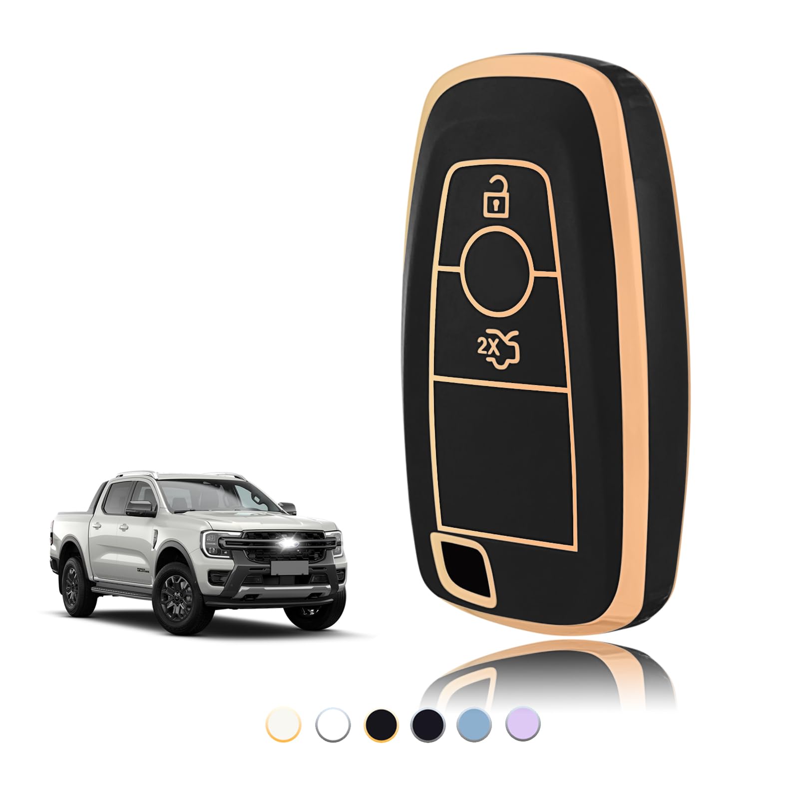 TOOMUME Schlüsselhülle TPU, Autoschlüssel Hülle Passt für Ford Ranger Raptor Mondeo Mustang Edge Ecosport Custom Kuga Fiesta Focus S-Max Lincoln, Schlüsselcover Schutz Schlüsselgehäuse - Smart Key von TOOMUME