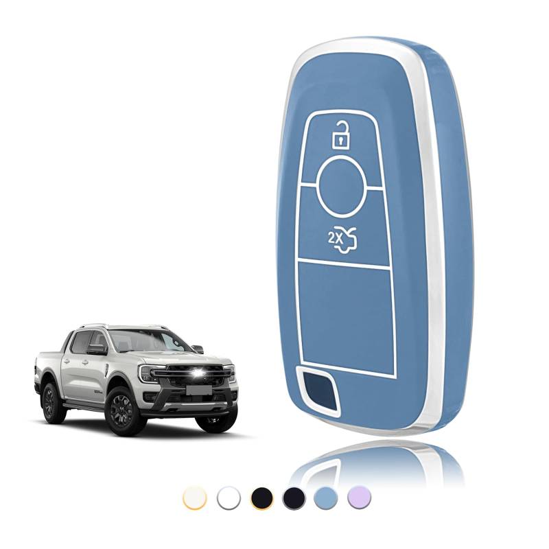 TOOMUME Schlüsselhülle TPU, Autoschlüssel Hülle Passt für Ford Ranger Raptor Mondeo Mustang Edge Ecosport Custom Kuga Fiesta Focus S-Max Lincoln, Schlüsselcover Schutz Schlüsselgehäuse - Smart Key von TOOMUME